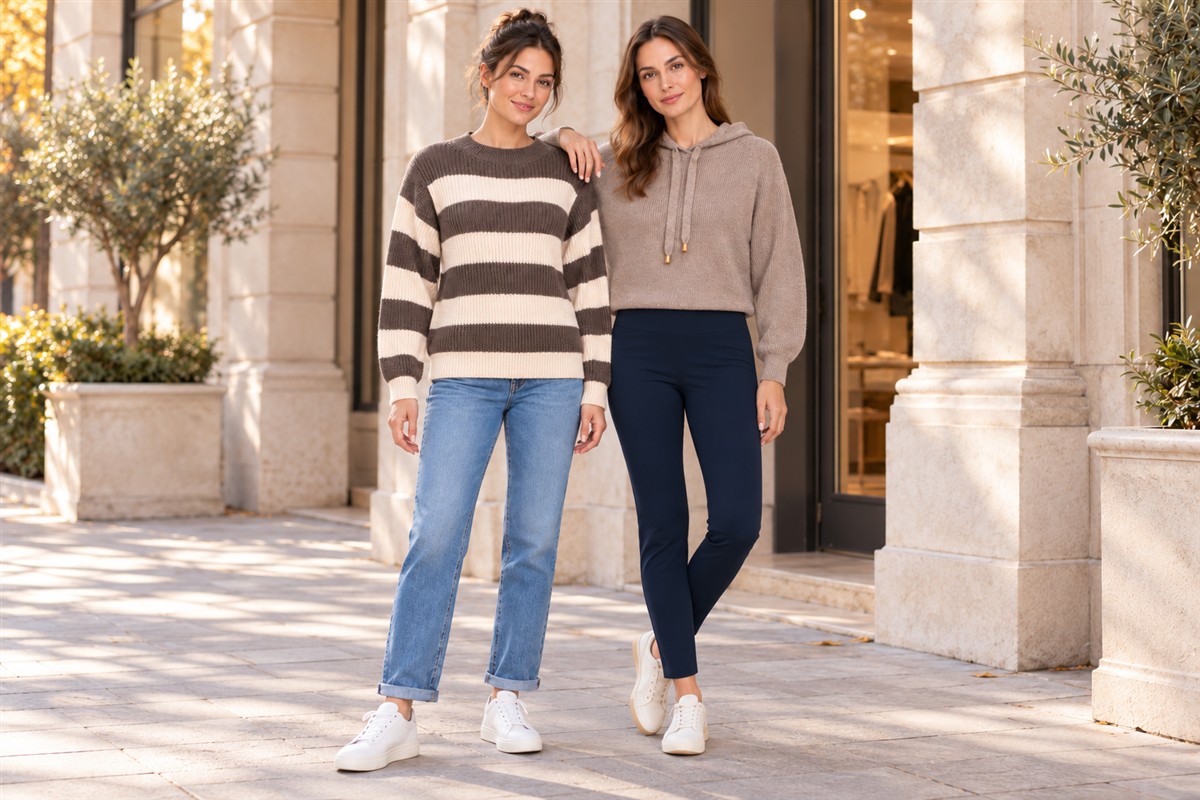 Models wearing pieces from Strabello's women's Autumn/Winter collection